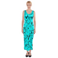 Flower Texture Textile Fitted Maxi Dress by artworkshop