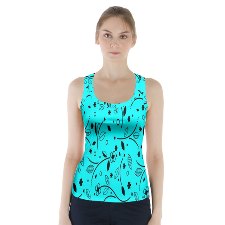 Flower Texture Textile Racer Back Sports Top