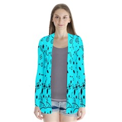 Flower Texture Textile Drape Collar Cardigan by artworkshop