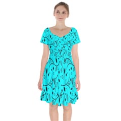 Flower Texture Textile Short Sleeve Bardot Dress by artworkshop