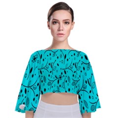 Flower Texture Textile Tie Back Butterfly Sleeve Chiffon Top by artworkshop