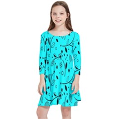 Flower Texture Textile Kids  Quarter Sleeve Skater Dress by artworkshop