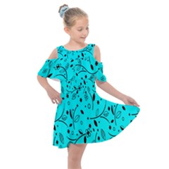 Flower Texture Textile Kids  Shoulder Cutout Chiffon Dress by artworkshop