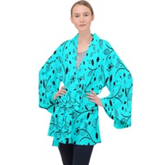 Flower Texture Textile Long Sleeve Velvet Kimono  by artworkshop