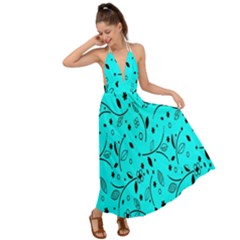 Flower Texture Textile Backless Maxi Beach Dress by artworkshop