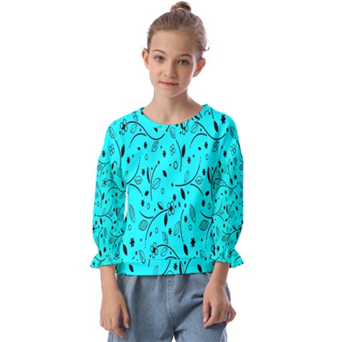 Flower Texture Textile Kids  Cuff Sleeve Top by artworkshop