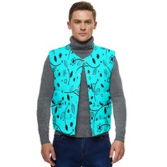 Flower Texture Textile Men s Short Button Up Puffer Vest	 by artworkshop