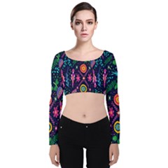 Pattern Nature Design  Velvet Long Sleeve Crop Top by artworkshop