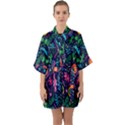 Pattern Nature Design  Half Sleeve Satin Kimono  View1