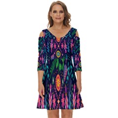 Pattern Nature Design  Shoulder Cut Out Zip Up Dress by artworkshop