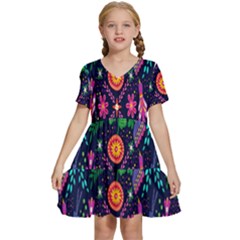 Pattern Nature Design  Kids  Short Sleeve Tiered Mini Dress