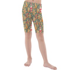 Pattern Seamless Gingerbread Christmas Decorative Kids  Mid Length Swim Shorts by artworkshop