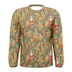 Pattern Seamless Gingerbread Christmas Decorative Men s Long Sleeve Tee by artworkshop