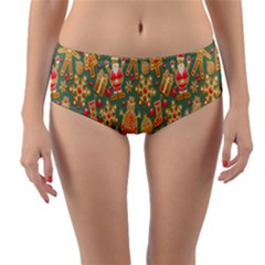 Pattern Seamless Gingerbread Christmas Decorative Reversible Mid-waist Bikini Bottoms by artworkshop