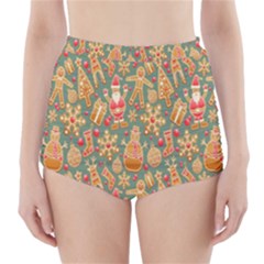 Pattern Seamless Gingerbread Christmas Decorative High-waisted Bikini Bottoms by artworkshop