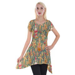 Pattern Seamless Gingerbread Christmas Decorative Short Sleeve Side Drop Tunic by artworkshop