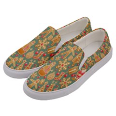 Pattern Seamless Gingerbread Christmas Decorative Men s Canvas Slip Ons by artworkshop