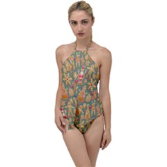 Pattern Seamless Gingerbread Christmas Decorative Go With The Flow One Piece Swimsuit by artworkshop