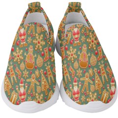 Pattern Seamless Gingerbread Christmas Decorative Kids  Slip On Sneakers by artworkshop