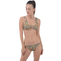 Pattern Seamless Gingerbread Christmas Decorative Ring Detail Crop Bikini Set by artworkshop