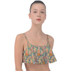 Pattern Seamless Gingerbread Christmas Decorative Frill Bikini Top by artworkshop