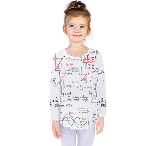 Math Formula Pattern Kids  Long Sleeve Tee by Wegoenart