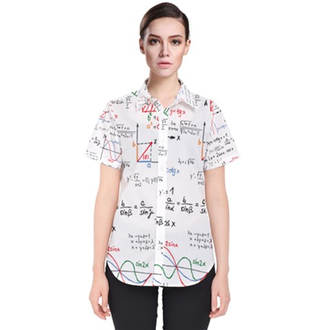 Math Formula Pattern Women s Short Sleeve Shirt by Wegoenart