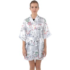 Math Formula Pattern Half Sleeve Satin Kimono 