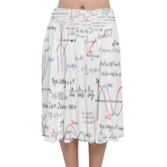 Math Formula Pattern Velvet Flared Midi Skirt by Wegoenart