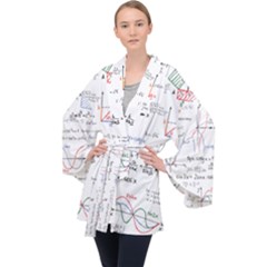 Math Formula Pattern Long Sleeve Velvet Kimono  by Wegoenart