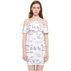 Math Formula Pattern Shoulder Frill Bodycon Summer Dress by Wegoenart