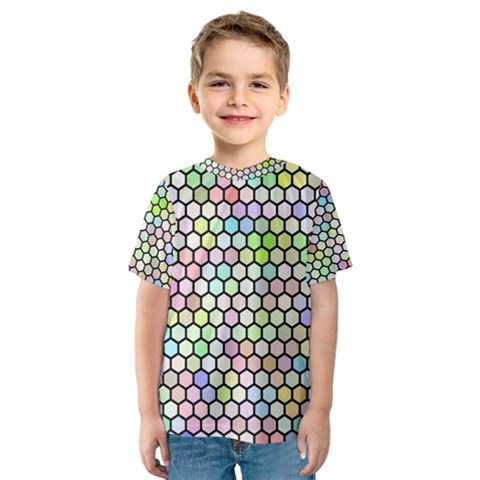 Honeycomb Art Pattern Design Background Kids  Sport Mesh Tee by Wegoenart