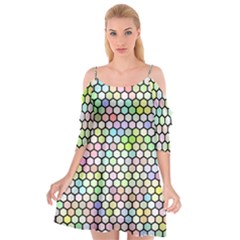 Honeycomb Art Pattern Design Background Cutout Spaghetti Strap Chiffon Dress by Wegoenart