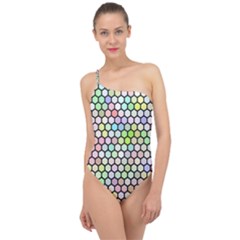 Honeycomb Art Pattern Design Background Classic One Shoulder Swimsuit by Wegoenart