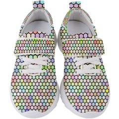 Honeycomb Art Pattern Design Background Kids  Velcro Strap Shoes by Wegoenart