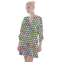 Honeycomb Art Pattern Design Background Open Neck Shift Dress by Wegoenart