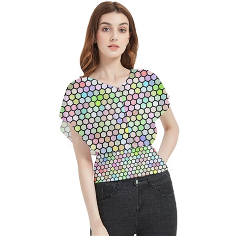 Honeycomb Art Pattern Design Background Butterfly Chiffon Blouse by Wegoenart