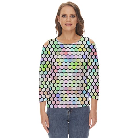 Honeycomb Art Pattern Design Background Cut Out Wide Sleeve Top by Wegoenart