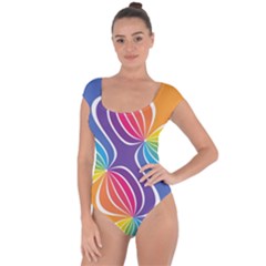 Illustration Abstract Background Pattern Rainbow Color Short Sleeve Leotard  by Wegoenart