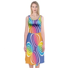 Illustration Abstract Background Pattern Rainbow Color Midi Sleeveless Dress by Wegoenart