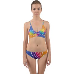 Illustration Abstract Background Pattern Rainbow Color Wrap Around Bikini Set by Wegoenart