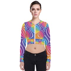 Illustration Abstract Background Pattern Rainbow Color Long Sleeve Zip Up Bomber Jacket