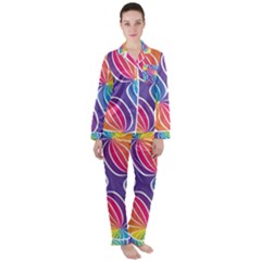 Illustration Abstract Background Pattern Rainbow Color Satin Long Sleeve Pajamas Set by Wegoenart