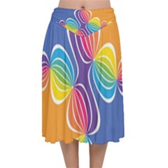 Illustration Abstract Background Pattern Rainbow Color Velvet Flared Midi Skirt by Wegoenart