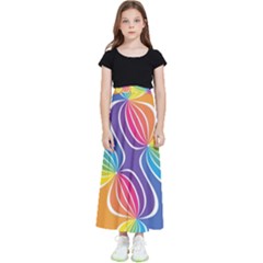 Illustration Abstract Background Pattern Rainbow Color Kids  Flared Maxi Skirt by Wegoenart