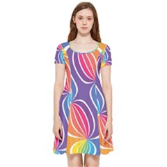 Illustration Abstract Background Pattern Rainbow Color Inside Out Cap Sleeve Dress by Wegoenart