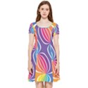 Illustration Abstract Background Pattern Rainbow Color Inside Out Cap Sleeve Dress View3