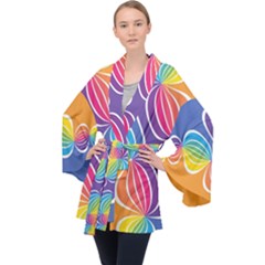 Illustration Abstract Background Pattern Rainbow Color Long Sleeve Velvet Kimono  by Wegoenart