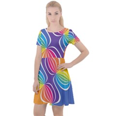 Illustration Abstract Background Pattern Rainbow Color Cap Sleeve Velour Dress  by Wegoenart