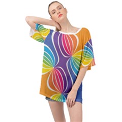 Illustration Abstract Background Pattern Rainbow Color Oversized Chiffon Top by Wegoenart